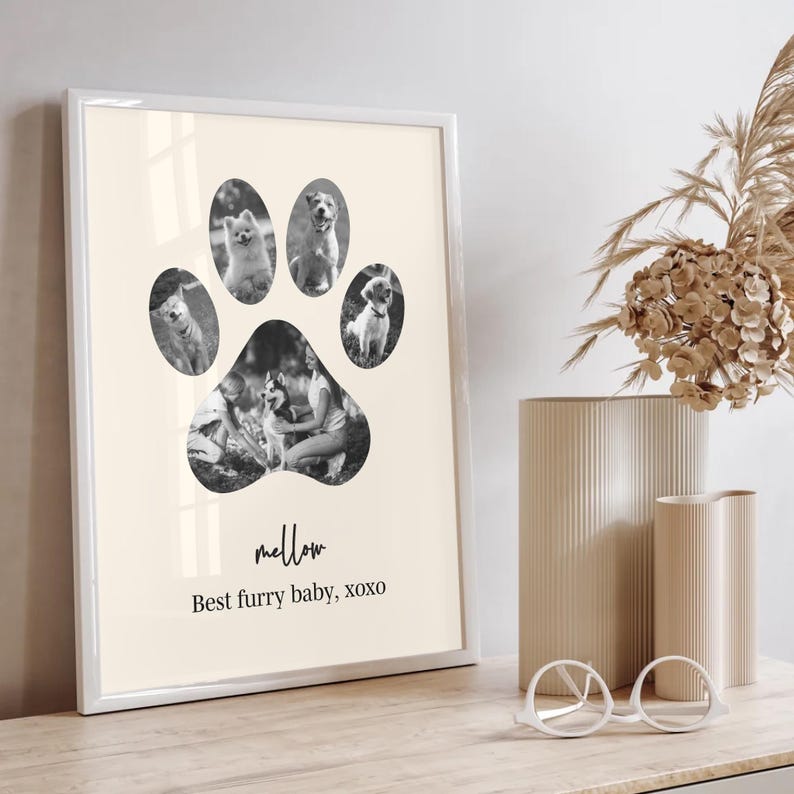 Custom Dog Paw Photo Collage: Personalized Pet Lover Gift Print - Etsy