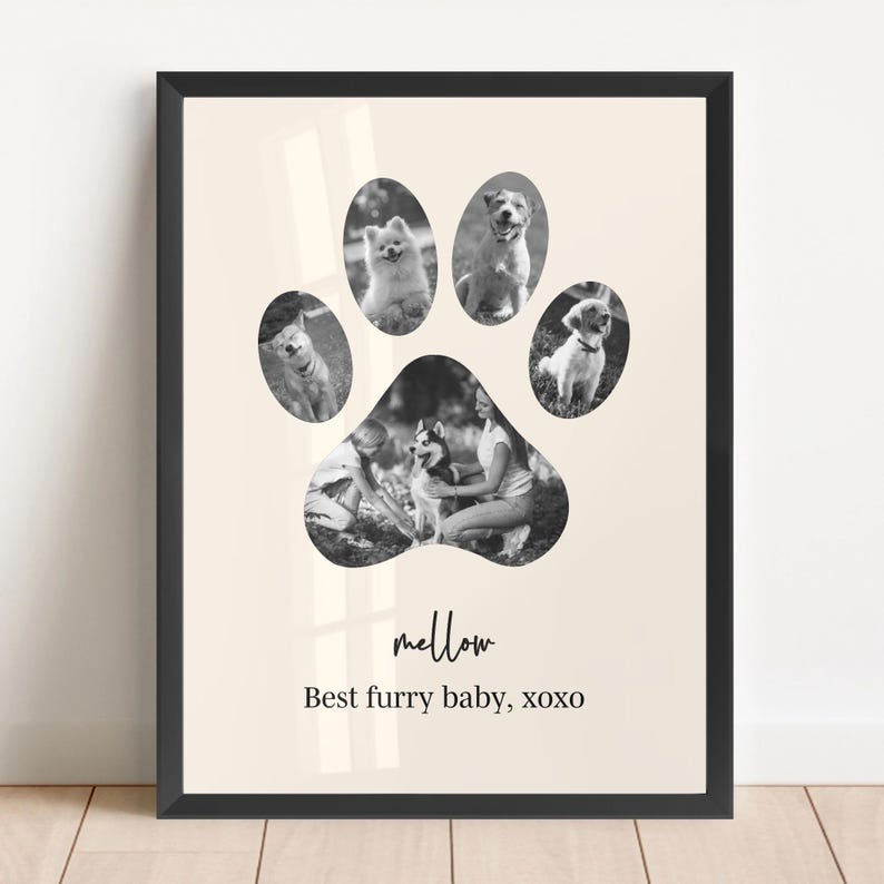 Custom Dog Paw Photo Collage: Personalized Pet Lover Gift Print - Etsy