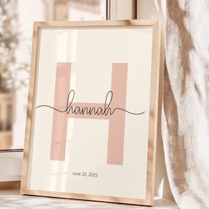 Personalisierter Initialname Druck, Benutzerdefinierte Kinderzimmer Wandkunst, Babyzimmer Dekor, Kinder Schlafzimmer Poster, Geburtsgeschenk Andenken, personalisiertes Geschenk Schild!