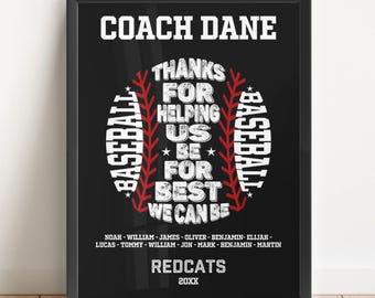 Personalisiertes Baseball Coach Geschenk: Personalisiertes Team Photo Tribute Poster