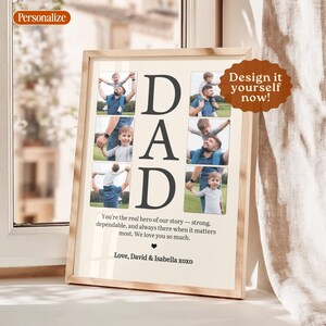 Regali personalizzati per il papà da parte della moglie, collage di foto di famiglia personalizzato da parete, regalo per il papà da parte della moglie, regalo di buon compleanno per la festa del papà 2025