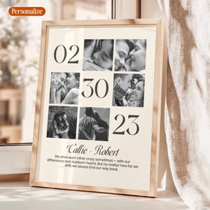 Collage per anniversario di matrimonio, collage di foto di coppia, stampa di anniversario, regalo di coppia, regali per lui, regali per lei, regalo di nozze, regalo per la moglie