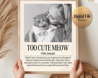 DIGITAL FILE Personalized Cat Definition Print: Custom Pet Memorial Wall Art
