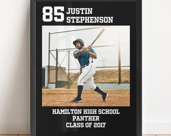 Personalized Senior Baseball Graduation Poster: Custom Sports Collage Gift