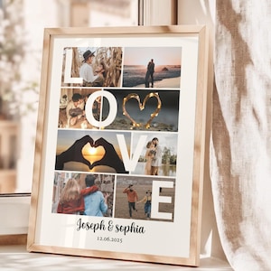 Couple Photo Collage, Personalized Collage, Love Photo Collage, Couple Gift, Custom Gift, Wedding Anniversary Gifts, Valentine&#39;s day gift