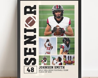 Custom Senior Football Photo Collage: Personalized Sports Poster Gift