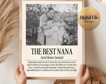 DIGITAL FIL Personlig Nana Definition Poster, Anpassade Barnbarnsnamn, Minnesgåva