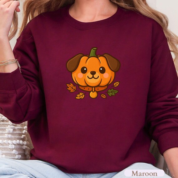 Pumpkin Dog Shirt, Cute Halloween Dog Sweatshirt, Dog Mom Gift Idea, Cozy Fall T-shirt for Dog Lovers, Kawaii Dog Shirt, Pumpkin Spice Tee