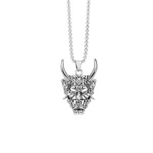 Hannya Mask Necklace- Japanese Oni Demon Art Pendant, Edgy Devil Necklace for Boyfriend & Girlfriend, Unique Unisex Jewelry.