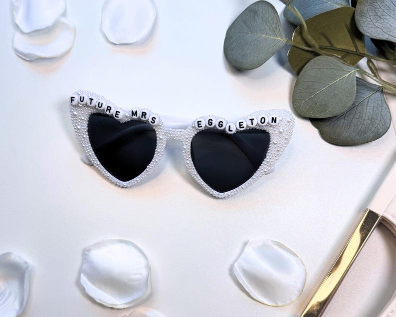 Future Mrs. Custom Sunglasses in White Pearl Option