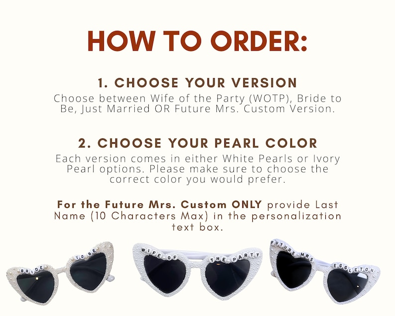 How to Order Sunglasses in each version guide