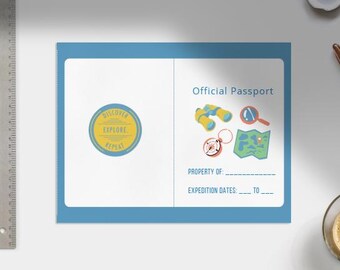 Backyard Explorer Passport Printable for Kids – Nature Activity Book | Outdoor Adventure Journal | PDF + 36 Stamps + Canva Template