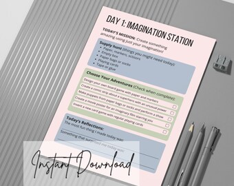 7-Day Screen-Free Challenge with 35 Activities + Daily Printable Guide for Kids – Easy Done-For-You Summer Plan to Unplug + Canva Template