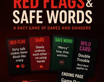Kaartspel Pittige Koppels: Red Flags & Dares (afdrukbaar spel voor volwassenen, digitale download)
