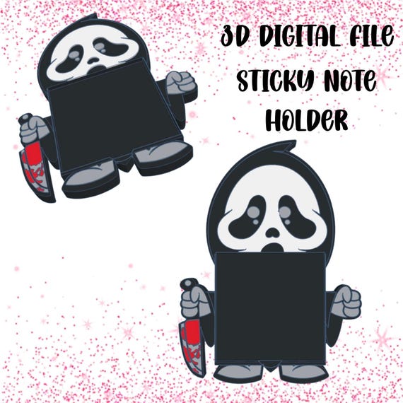 Ghost Face Sticky Note Holder | 3D Print File, Halloween Decor (STL & 3MF)