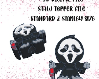 Ghostface Straw Topper STL • 3D Print File (8 mm + 10 mm)