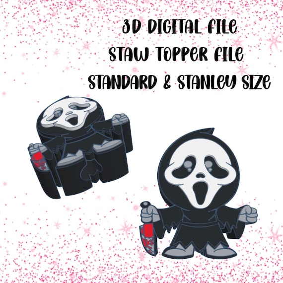 Ghostface Straw Topper STL • 3D Print File (8 mm + 10 mm)