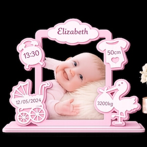 Custom Baby Frame PNG Transparent Pink Personalized Name Jessie Living Room Decor Unique Gift Newborn Keepsake Photo Frame Design