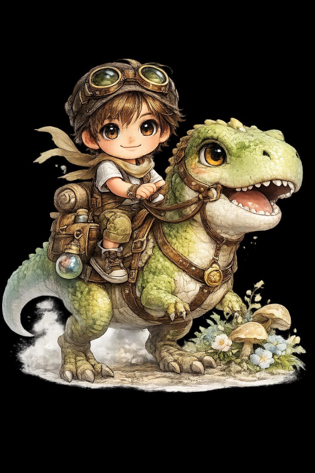 Cute Boy Riding Dinosaur PNG, Chibi Dinosaur Clipart, Kids Dino Rider ...
