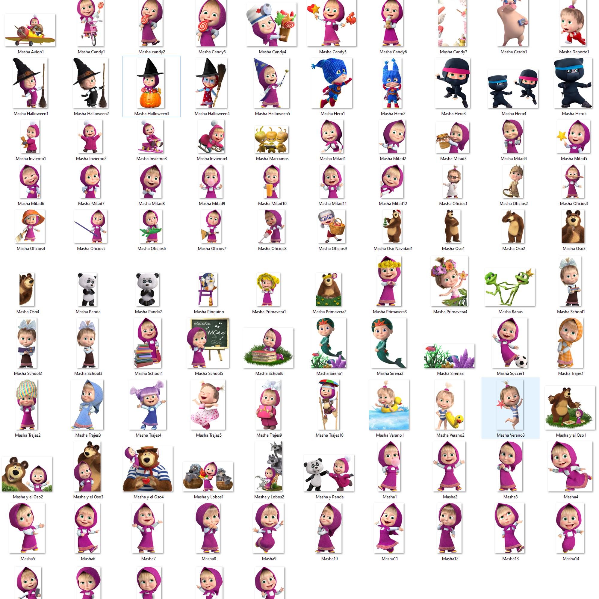 Masha and the Bear 105 Images, PNG, Alphabet, Masha's Birthday