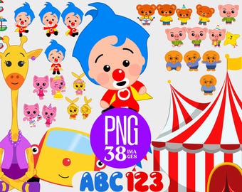 Plim Plim 38 imagens PNG, adesivos digitais, download digital instantâneo, fundo de água e amigos, circo, o palhaço e seus amigos