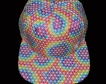 Rainbow Tie Dye Snapback Hat Cap Reflective Blacklight Reactive New