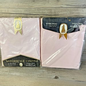 WONDERCALE SPRINGMAID Double Full Flat Fitted Pink Sheet Set No-Iron Percale NOS