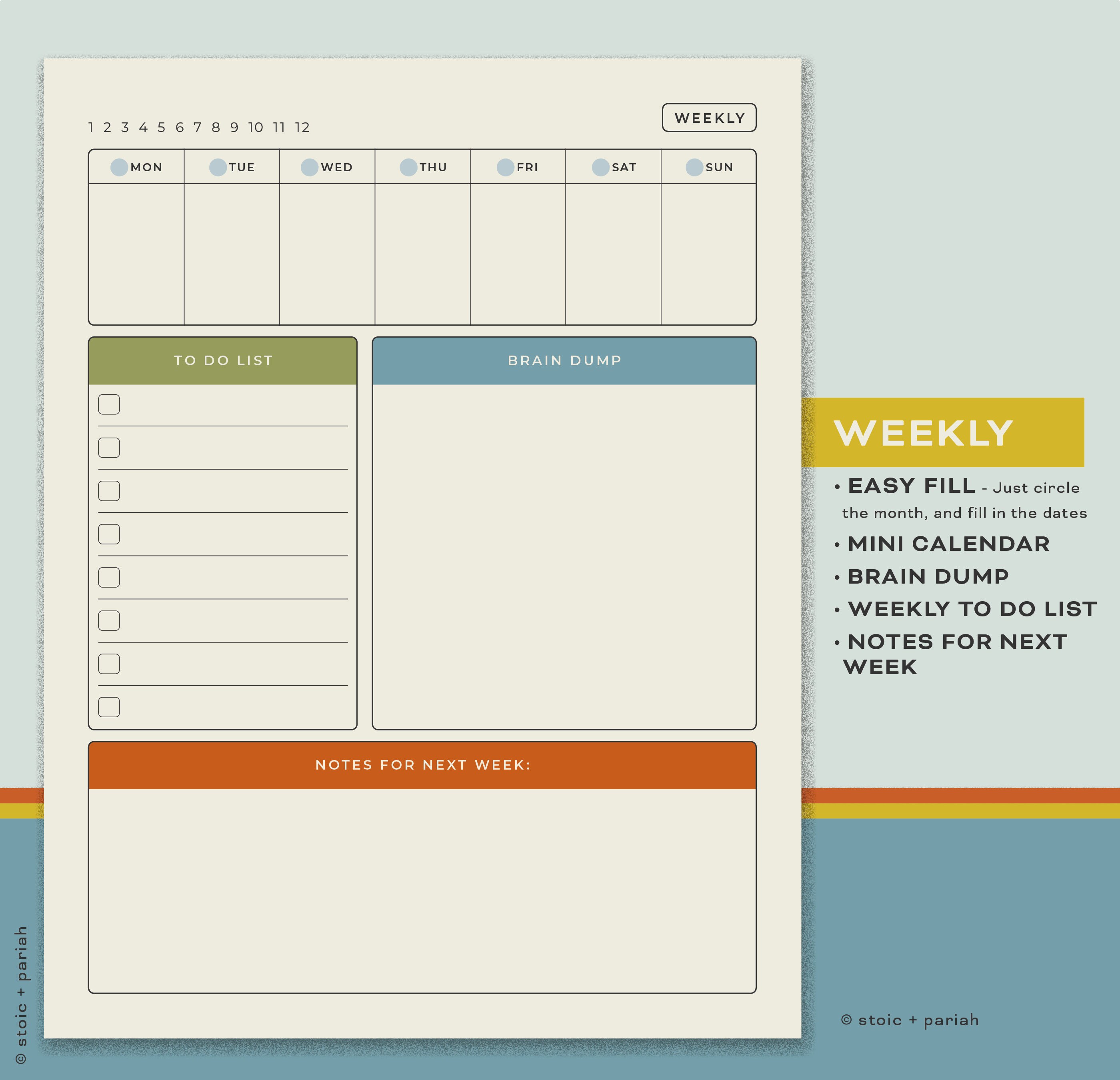 ADHD Digital Planner Bundle | Printable | Retro Colors | Daily • Weekly ...