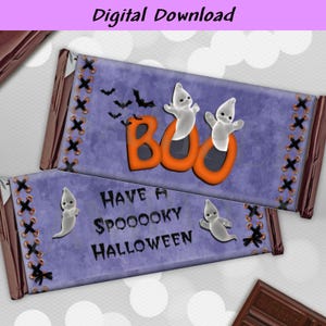 Boo Ghost, Halloween, Printable Candy Bar Wrappers, Instant Download