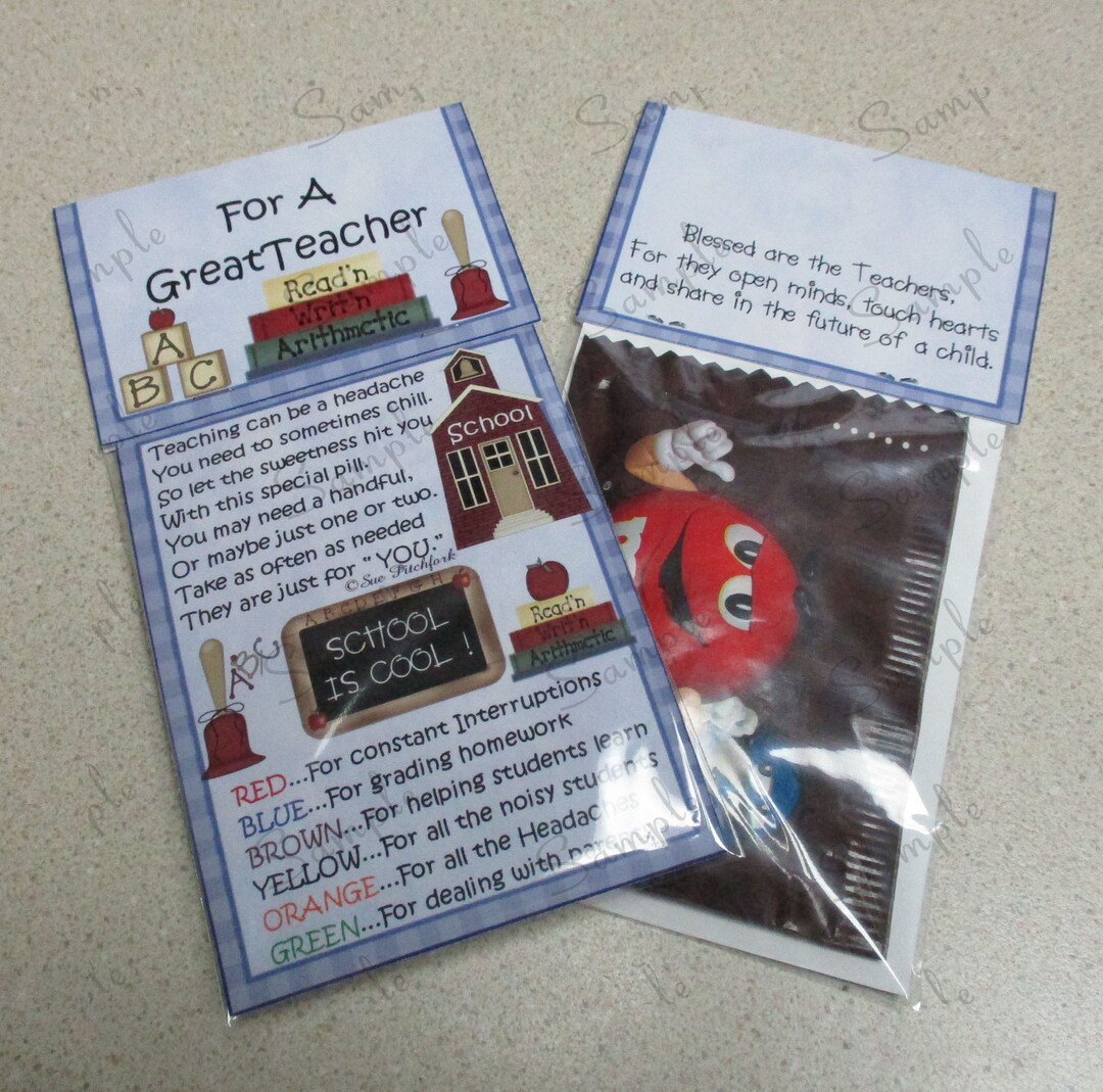 Teacher Fun Size M&amp;m®'s Packet Sets (toppers, Inserts, and Bags Only ...