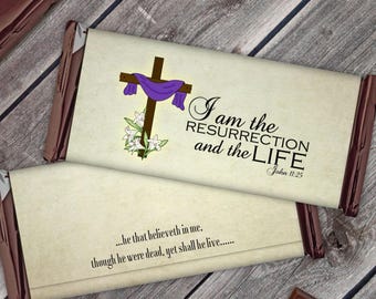 Resurrección, Pascua, Diseño n.° 2, Envoltorios de caramelos imprimibles, Descarga instantánea