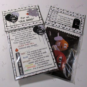 Over The Hill Birthday M&M Treat Packet Sets: (Bags, Toppers, Inserts - No Candy)