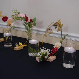 12 Clear Vase Centerpieces with LED Floating Candles  | Wedding Table Centerpieces | Shower Centerpieces Decor