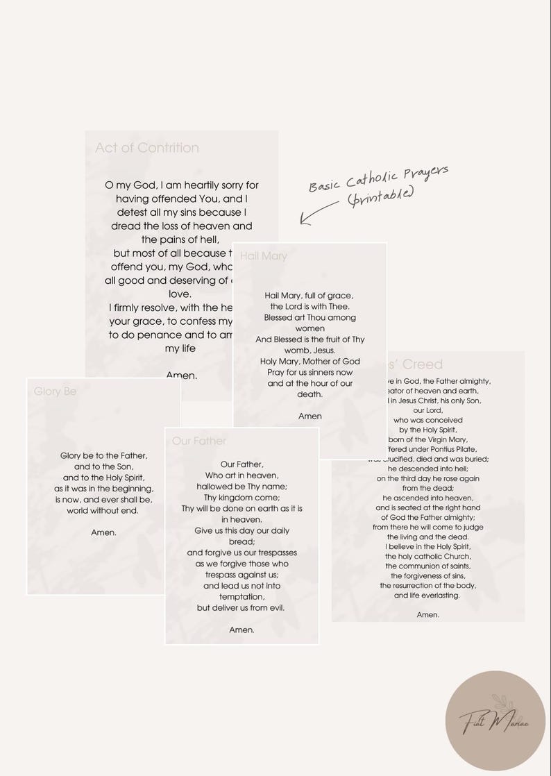 Catholic Prayer Cards Printable – Set of 5 Digital Downloads – Our ...