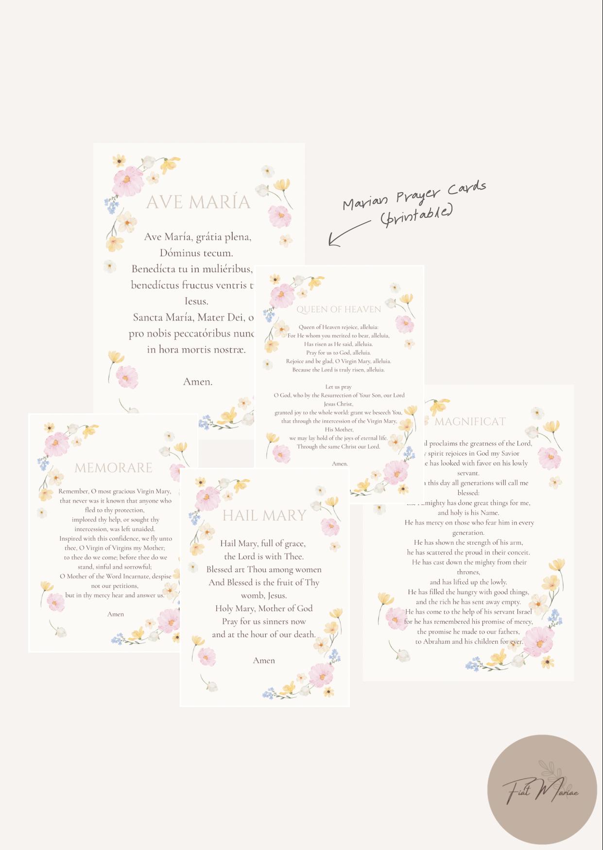 Catholic Marian Prayer Cards – Printable Set of 5 – Hail Mary, Ave ...