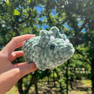 Crochet Triceratops Dinosaur Plushie  - Handmade Amigurumi Green Dinosaur Plush Toy