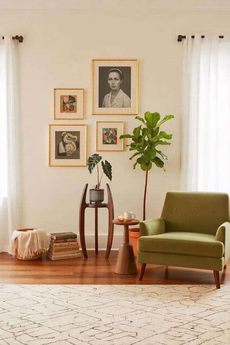 Handcrafted Walnut Wood Plant Stand | Mid-Century Modern Home Decor image 1