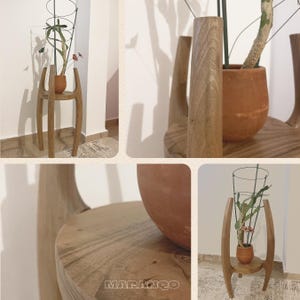 Handcrafted Walnut Wood Plant Stand | Mid-Century Modern Home Decor image 7