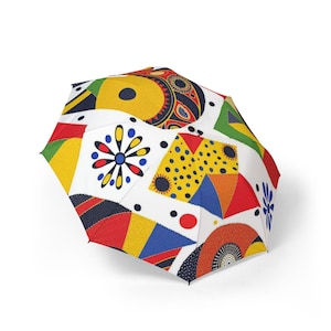 Geometric Pattern Umbrella: Vibrant Foldable Travel Umbrella