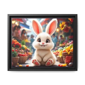 Bunny Market Canvas Art: Cheerful Spring Nursery Wall Decor