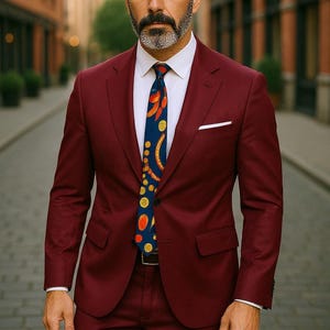 Colorful Abstract Necktie for Men: Satin Finish, V-Shaped End