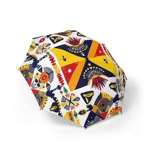 Colorful Patterned Foldable Umbrella, Stylish Rain Gear, Travel Essential, Gift for Her, Summer Accessory, Festival Must-Have