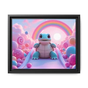 Whimsical Turtle Canvas Art: Colorful Kids&#39; Room Decor, Pastel Rainbow