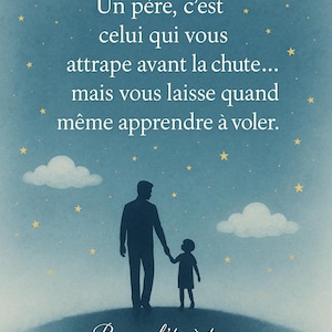 Carte numérique fête des pères style bintage -Citation touchante téléchargement immédiat.