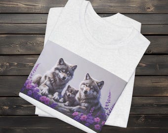 Wolf and Flowers Shirt, Floral Wolf Shirt, Wolf Lover Gift, Nature Wolf Tee, Boho Wildlife Shirt, Botanical Wolf Art, Animal Lover Shirt
