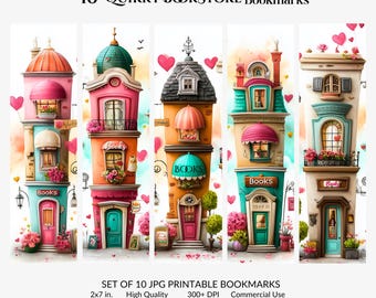 Whimsical Printable Bookmarks: Quirky Paper Craft Fussy Cuts (Digital Download, 10 JPGs)