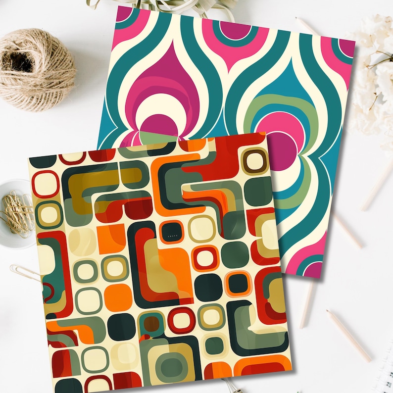 Retro Groovy Digital Papers | 70s Seamless Patterns | Funky Psychedelic ...