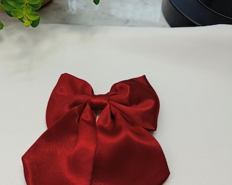 Set of 2 Satin Hair Bows – Handmade Elegant Statement Hair Accessories