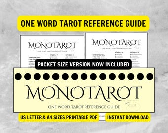 One Word Tarot Reference Guide: Minimalist Cheat Sheet (PDF Download, Pocket Size Included)