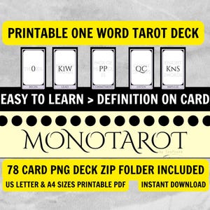 78-Card One Word Tarot Deck | Unique Tarot Deck, Digital Tarot, Minimalist Tarot, Printable Tarot Deck, Easy Tarot, Tarot PDF | MonoTarot